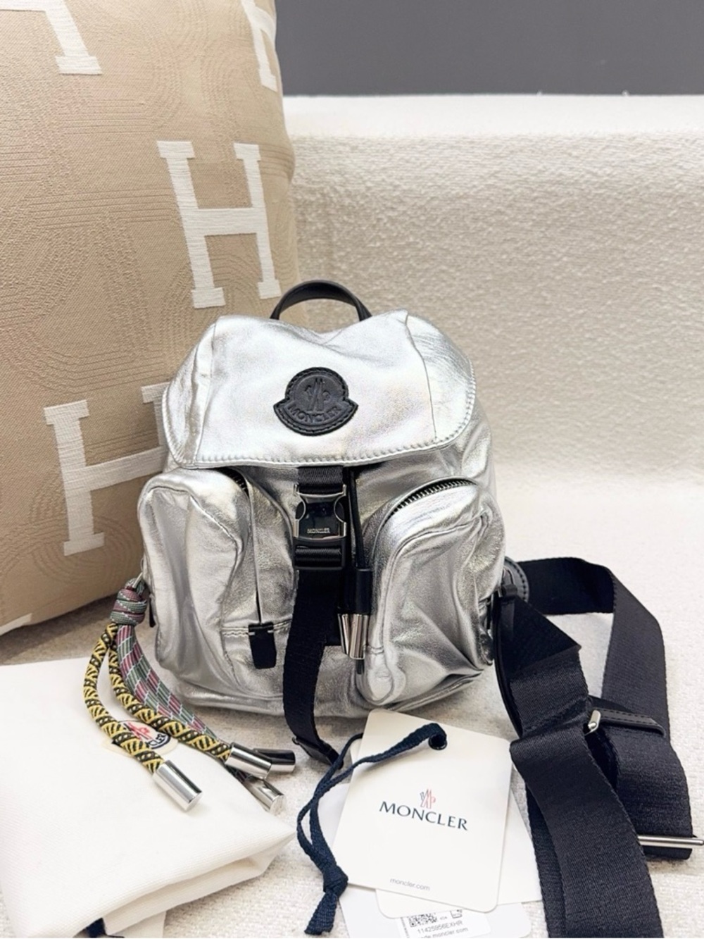 Moncler | Silver Backpack Soft Mini | Mint Condition